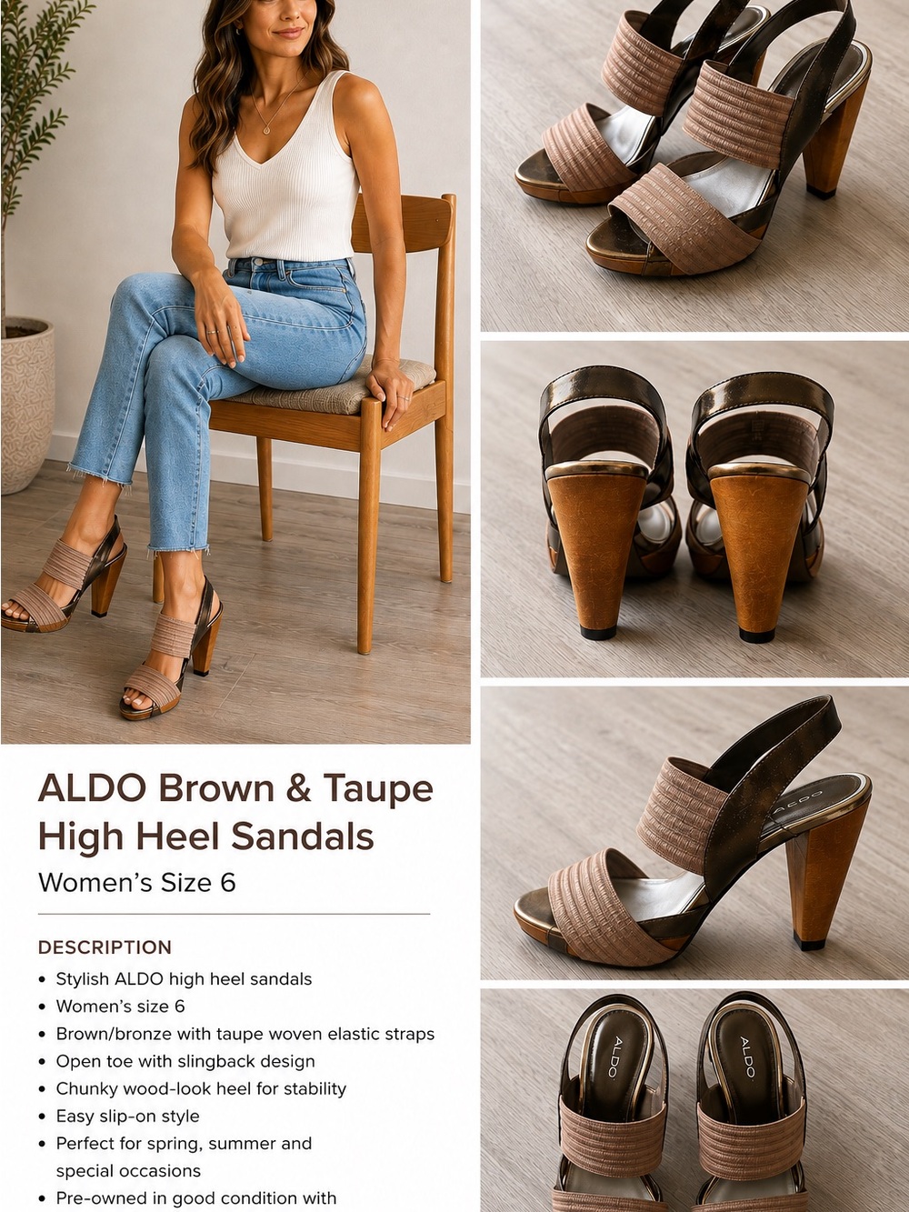 ALDO Taupe & Brown Strappy High Heel Sandals